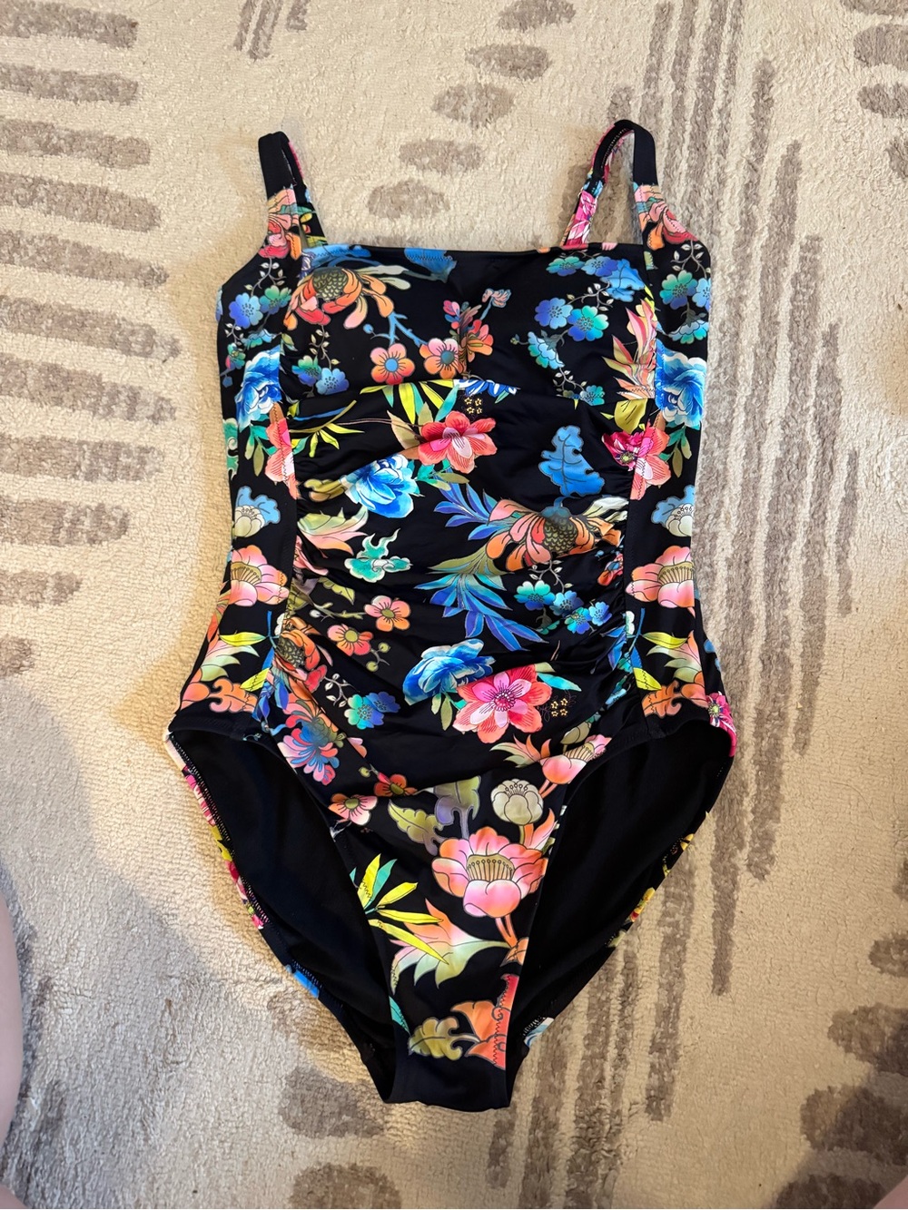 Johnny Was Dreamer Floral-Print Ruched One-Piece Swimsuit